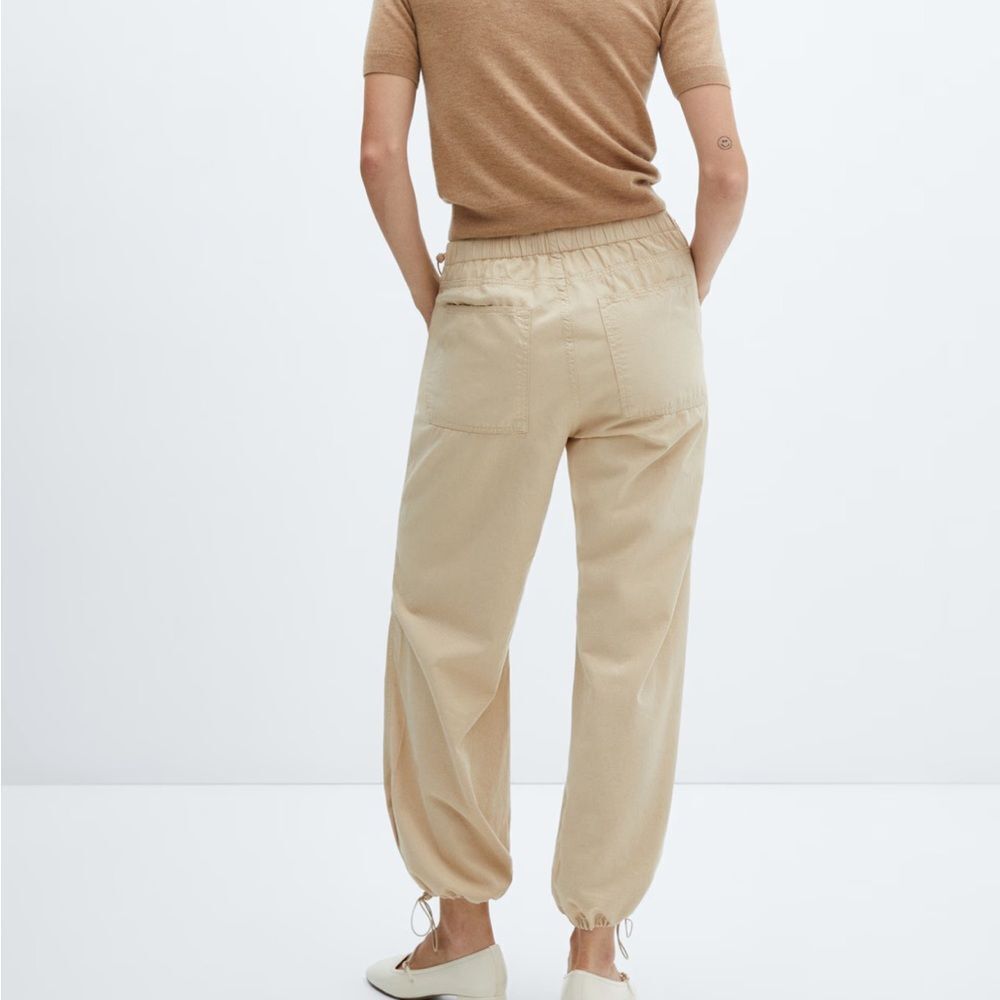Mango Beige Jogger PARACHUTE Pants in beige size XS NWT - Picture 3 of 9